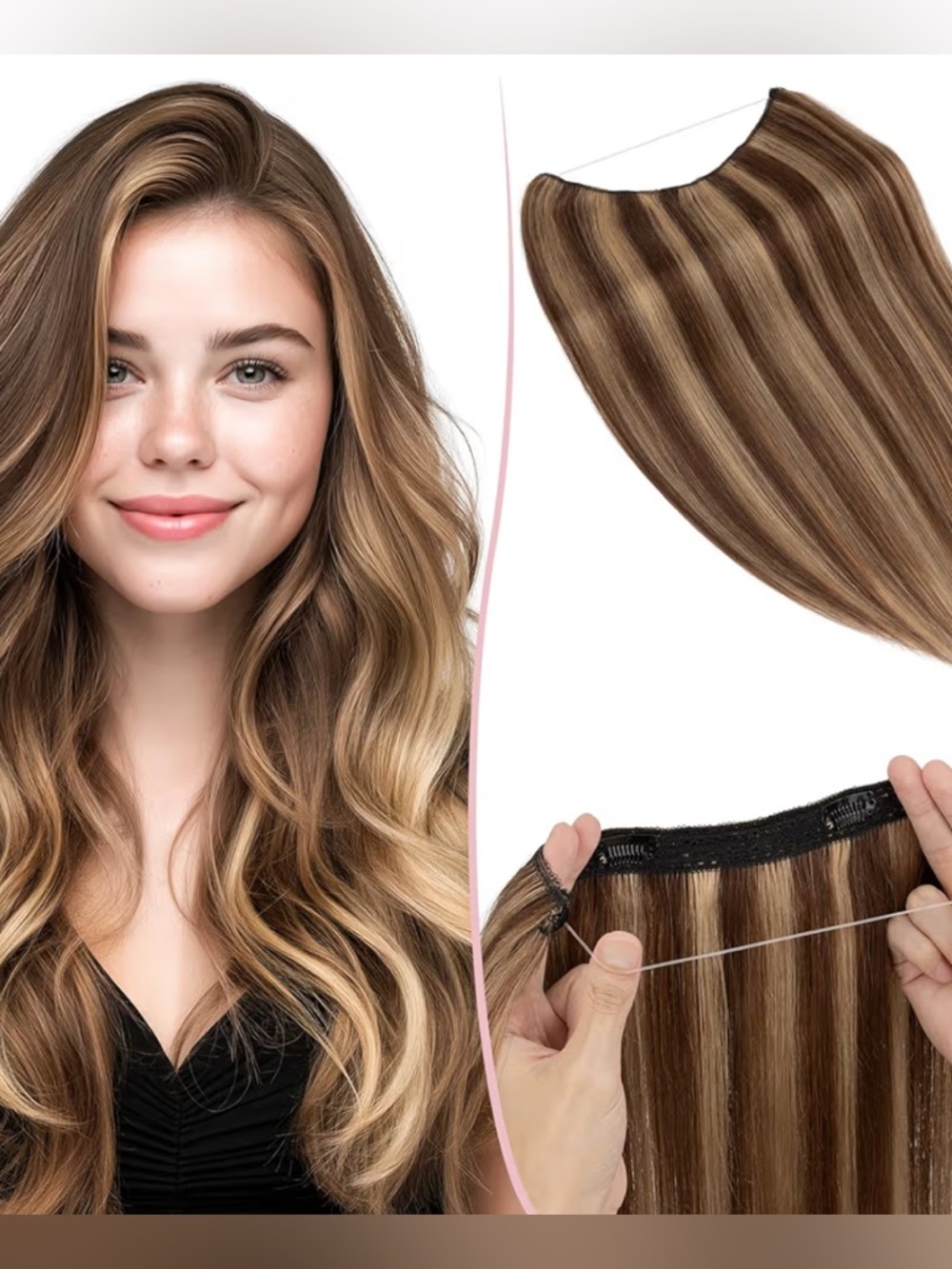 16” Real Remy Human Hair Extensions—Straight, with Invisible Wire